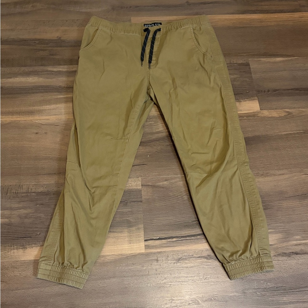 Men's Iron Co. Khaki Jogger Pants with Elastic Cuffs Size Large